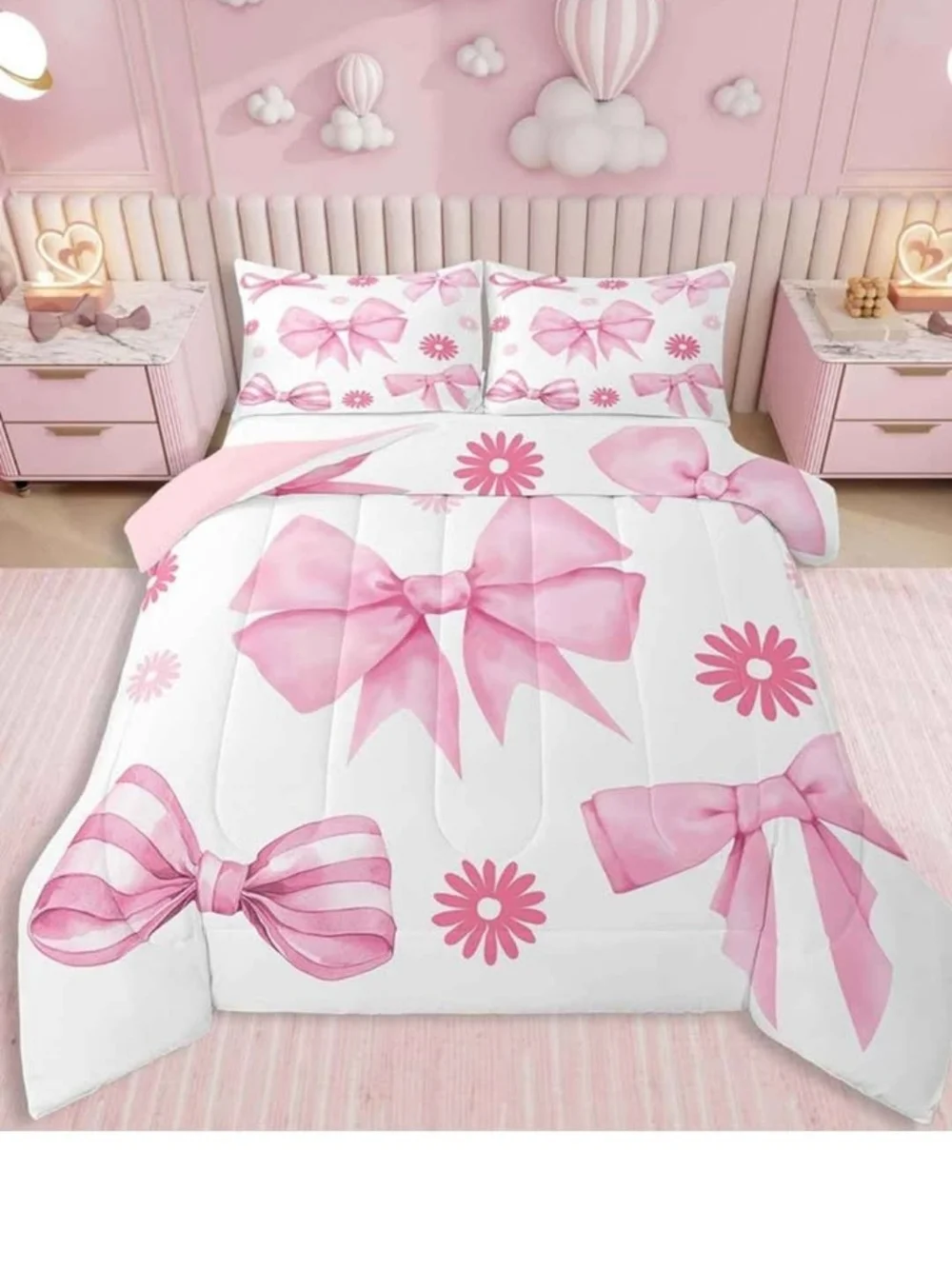 Pink Floral Twin Comforter And Sham